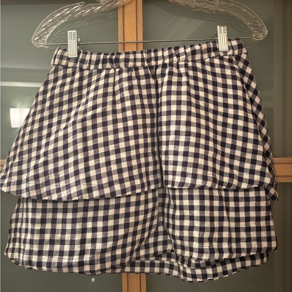 Madewell Navy and White Checkered Skirt